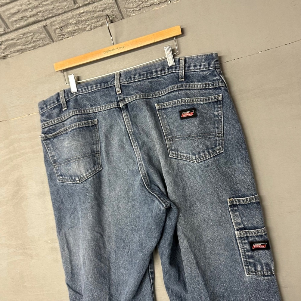 Dickies Mens Carpenter Jeans Blue Denim Relaxed Fit Utility Pockets‎ Size 44x32